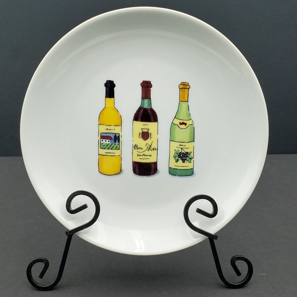 Boston Warehouse Wine & Cheese Appetizer Plates Nancy Green Dessert Snack Plates - Picture 2 of 6